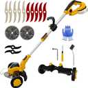 Electric Weed Wacker Cordless Eater Battery Powered Weed Trimmer with Wheels 4 in 1 Brushless Brush Cutter/Grass Trimmer Compatible with DeWalt 20V MAX Battery(Battery Not Included)