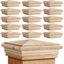 Geetery 16 Pcs 4 x 4 Wood Newel Post Cap Fence Post Cap for Fence Topper Top Resistant Decking Caps for Outdoor Fences, Mailboxes and Decks (Cedar Wood)