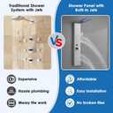 ROVOGO LED Shower Panel Tower System 46.5", 5-Function Shower Column with Rainfall Waterfall Shower Head, 4 Body Jets, Handheld and Tub Spout, Stainless Steel Brushed