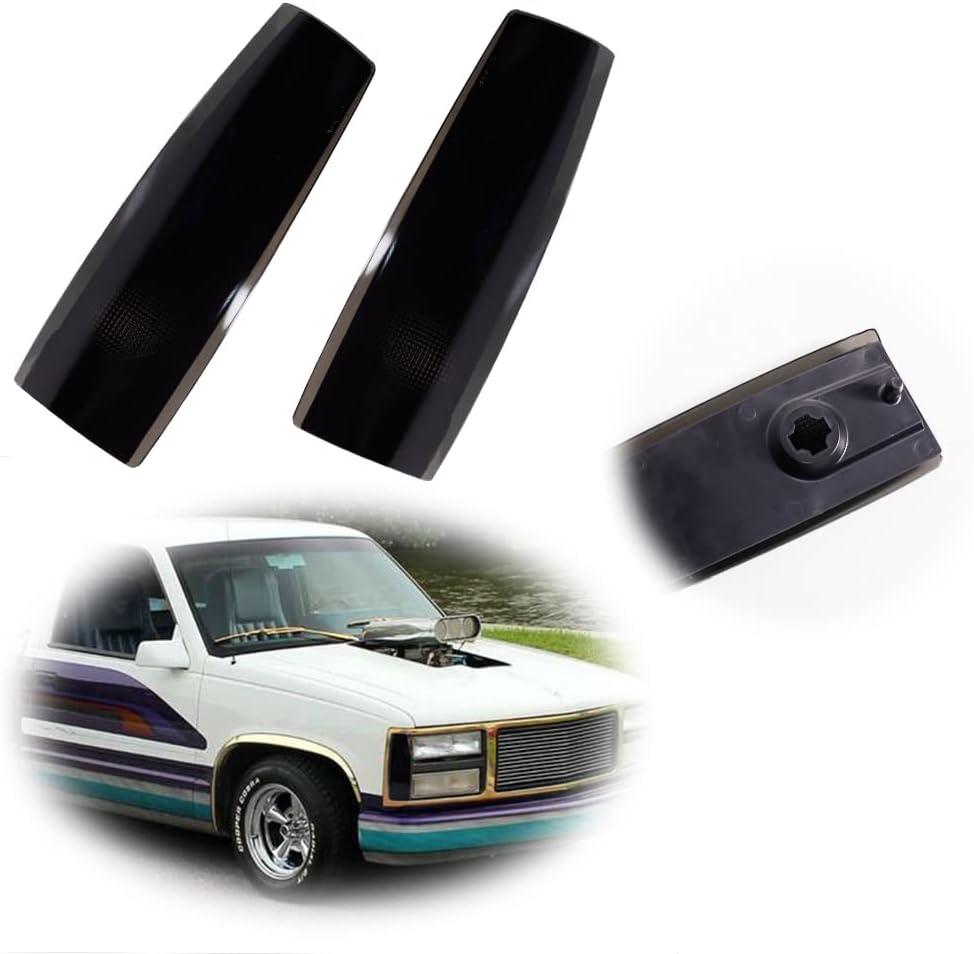 Smoked Lens Front Side Marker Corner Lights Housing Assembly For 1988 1989 1990 1991 1992 1993 GMC Suburban Sierra C1500 C2500 C3500 K1500 K2500 K3500 & 1992 1993 GMC Yukon