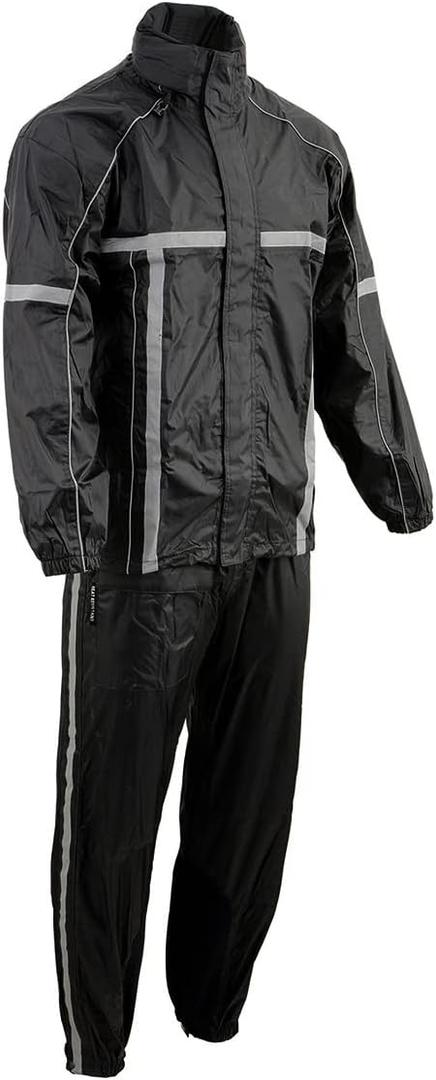 Milwaukee Leather MPM9510 Men's Black and Neon Green Motorcycle Water Resistant Rain Suit w/Hi-Vis Reflective Tape (Large)