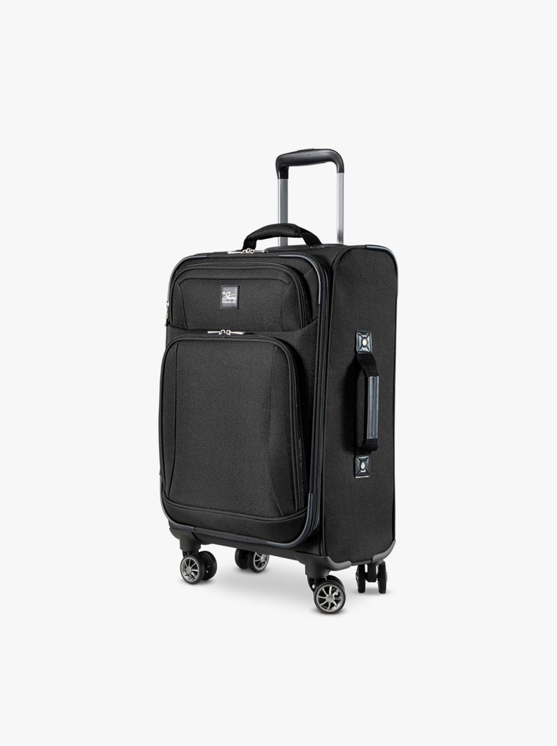 Skyway Epic Softside Carry-On Luggage - Lightweight Suitcase with Wheels for Travel | TSA Approved Carry-On Bag | Spinner Suitcase | Carry-On Luggage with Telescoping Handle, 20 inch, Black