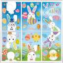 2 x 140 PCS Easter Window Clings - 9 Sheets Double-Sided Large Reusable Rabbit & Egg Stickers, Static Glass Decals for Home Office School Spring Easter Decor