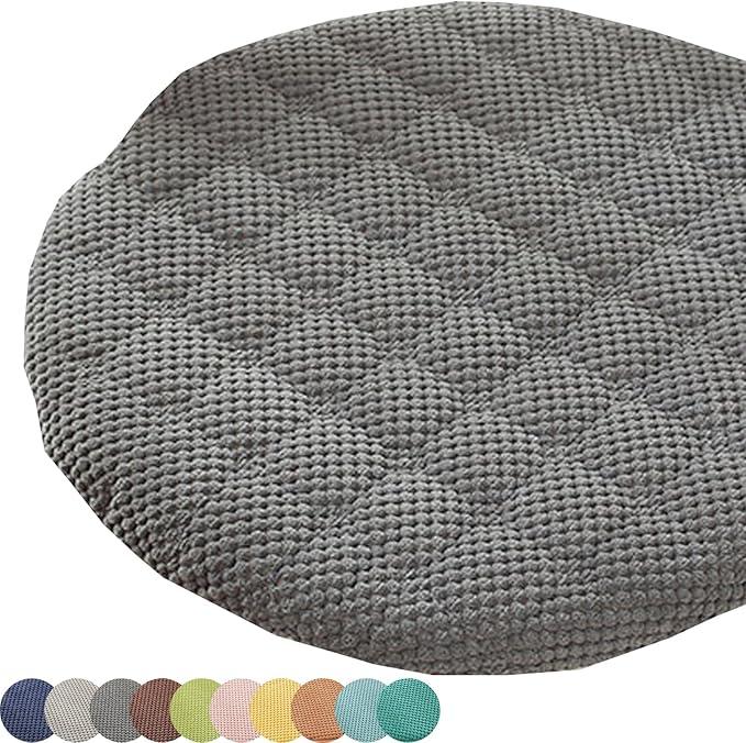 Round Chair Cushions 12/14/16 Inch Chair Pad for Kitchen Dining Anti-Slip Round Stool Pad Comfortable Seat Cushion with Removable Cover for Home Office Coffee(Style5,18inch/45cm), Gray