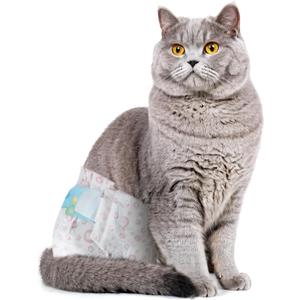 Disposable Cat Diapers, 40 Count Perfect for Both Male and Female Cats, for Elderly, (M) Incontinent, or Post-Surgery Cats and Dog Leak-Proof, Super Absorbent & Hypoallergenic Pet Diapers