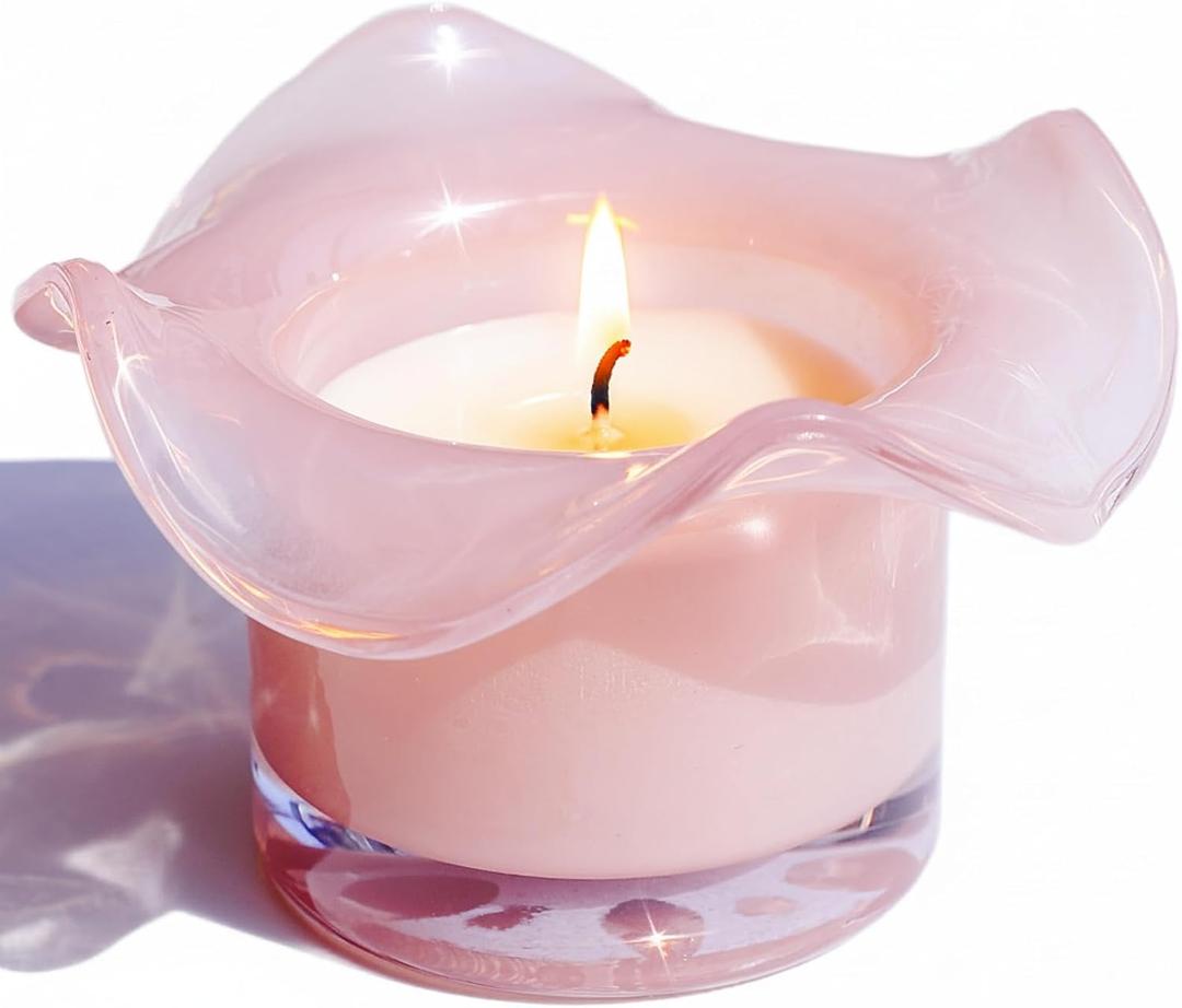 VOHO Pink Flowers Candles for Women, Funny Candles Gifts for Flower Lovers, Mother, Daughter, Girls Friend at Birthday, Christmas, Pink Scented Candle Gifts for Wife Anniversary(3 Pack, 3 Fragrances) (Set of 3)