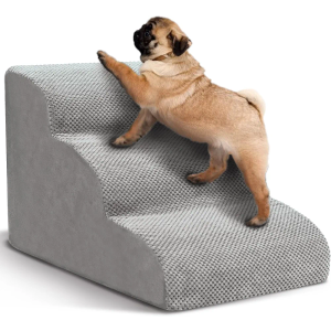 Dog Stairs for Small Dogs, 3 Tiers High Density Foam Dog Ramp, Extra Wide Non-Slip Pet Steps for High Beds Or Couch, Soft Foam Doggie Ladder for Dogs Injured, Older Pets, Small Cats