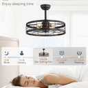 LEDIARY 22 inch Black Caged Ceiling Fan with Light, Bladeless Industrial Ceiling Fan with Remote, Farmhouse Fan Lights Ceiling Fixtures for Kitchen, Bedroom, Outdoor6 Speed, Timing-Black