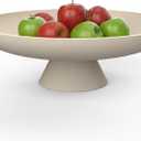 Handmade Concrete Decorative Bowl  Solid Modern Fruit & Key Bowl for Kitchen Counter, Entryway Table & Coffee Table Centerpiece with Non-Slip Cork Base, Beige Home Decor