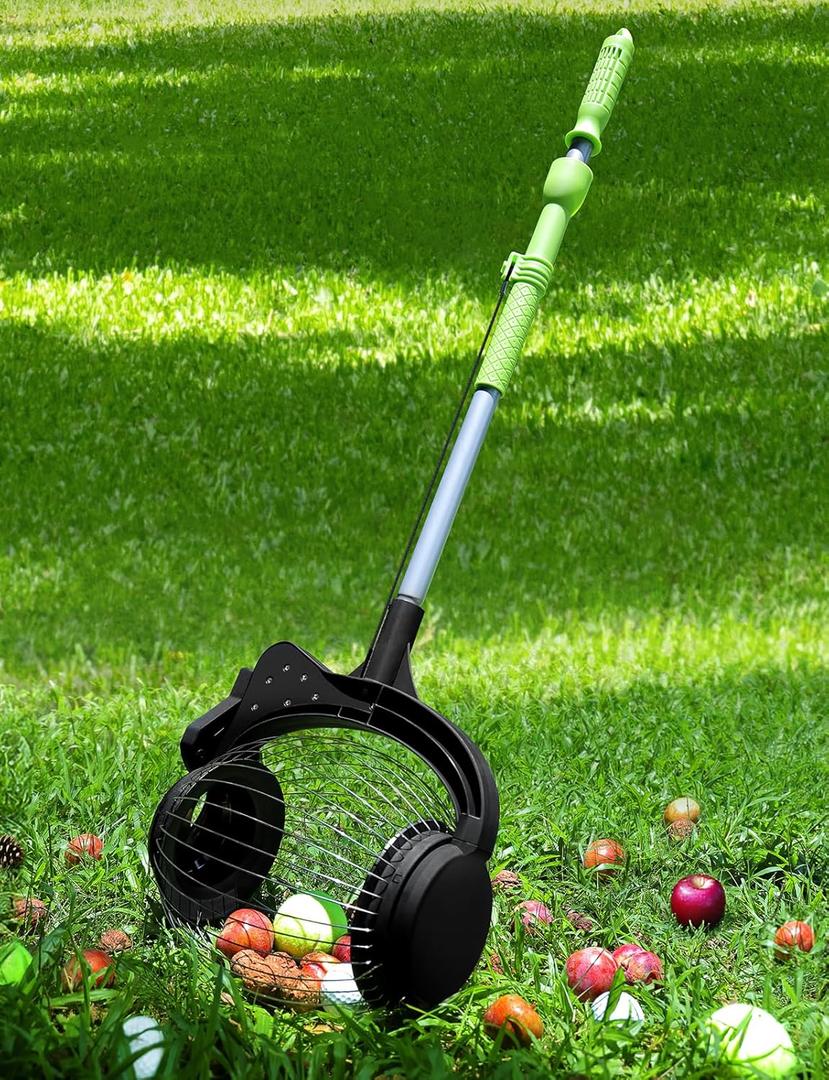 Gatherer for Walnuts with 1.8-Gallon Capacity, No-Bend Emptying Design, Acorn Picker Upper Roller Suitable for 1.2"-3.6" Walnuts, Chestnuts, Fallen Apples & Tennis Balls(No Small Acorns)
