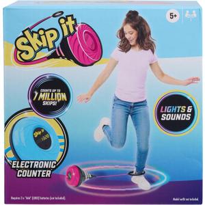 Just Play Skip It Retro Outdoor Toy, Light Up Ball and Digital Counter, Blue, Soft Foam Padded Ankle Ring, 31-inch Long, Screen Free Play, Toys for Kids Ages 5 Up (Teal)