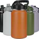 1 Gallon insulated Water Bottle, 135OZ Water Jug BPA Free&Leak Proof, Stainless Steel Water Jug with Metal Handle, Sports Gym School Camping Hiking Metal Flask