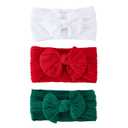 baotongle 3pcs Baby Girls Headbands Soft Stretchy Nylon Hair Bands Hair Accessories with Bows for Newborn Baby Girls Infant Toddlers Kids(Red,Green,White, 5.7inches) (1 Count (Pack of 1))