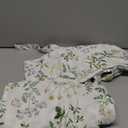 jinchan Linen Kitchen Curtains Floral Printed Tier Curtains 24 Inch Length Farmhouse Cafe Tie Top Botanic Small Window Drapes for Farmhouse Cottagecore Laundry Bathroom RV 2 Panels Green