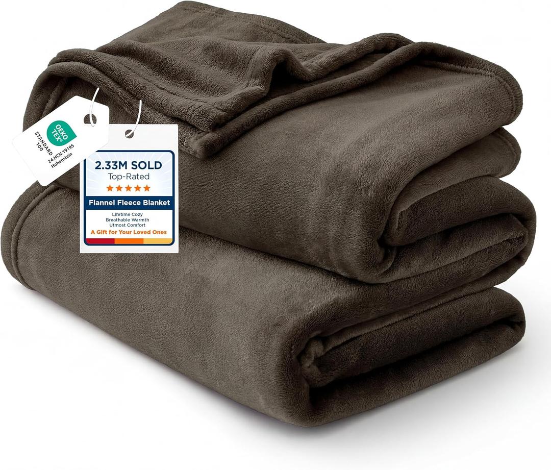 Bedsure GentleSoft Fleece Throw XL Blanket Brown - 300GSM Soft Lightweight Plush Cozy Blankets for Bed, Sofa, Couch, Travel, Camping, 50x70 inches