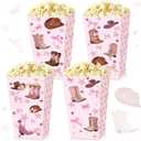 BACH AND BOUJEE 12Pcs Pink Cowgirl Popcorn Boxes Western Cowgirl Birthday Party Decorations Pink Western Goodies Candy Boxes Party Favors Gift Bags Wild West Baby Shower
