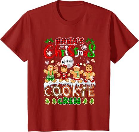 Nana's Christmas Cookie Crew Funny Baking Baker Group T-Shirt. Kids 8