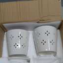 Suclain 2 Pcs 5 Inch Ceramic Orchid Pots with Holes Outdoor Indoor Orchid Planter Pot with Drainage Hole and Saucer Flower Pot Set for Repotting Promote Airflow Deter Over Watering (White), Missing One Part