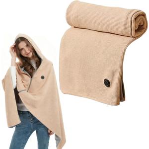 Heated Blanket, Heated Shawl Wraps for Women, Portable Heated Shawl, Portable USB Hooded Heated Blanket Shawl, Soft Zipper Shaw-l Wraps for Women with 3 Heating Levels for Outdoor, Home
