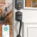 Smart WiFi Door Lock Set: HEANTLE Keyless Entry Front Door Lock Fingerprint Electronic Digital Keypad Deadbolt with Handles Set App Remote Control Alexa Voice Auto-Lock (Black)