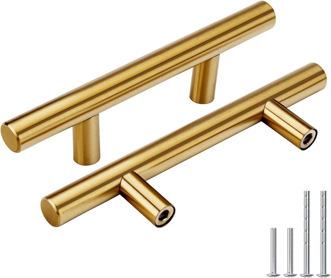 Goldenwarm 15 Pack Gold Cabinet Pulls - Gold Cabinet Handles 3 inch, Fade-Resistant Surface - Dresser Pulls Kitchen Hardware for Cupboard Furniture and Drawer
