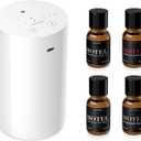 Airversa Waterless Essential Oil Diffuser Starter Kit with 4 x 10mL Hotel Scent Fragrance Oil, Battery Operated Mini Scent Air Machine Portable Diffuser for Home Car Office, AN8 Kit White