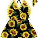 6M-3T Baby Girl Backless Bodysuit Outfit Set Romper Jumpsuit with Headband (18-24 Months, Sunflower-2)