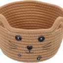 Cat Style Cotton Rope Basket Hand Woven Organizer for Sundries Cute Design for Home Decor for Pet Lovers