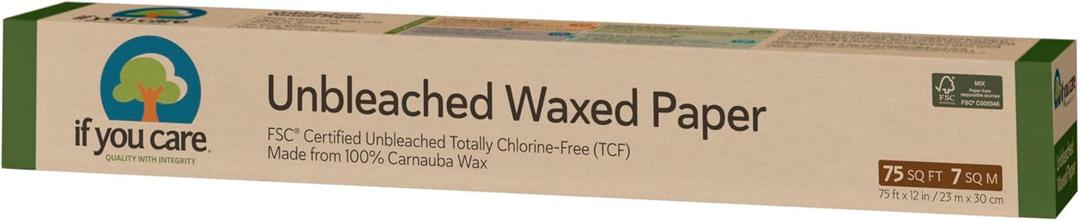 If You Care Wax Paper Rolls  12 Pack of 75 Sq Ft Rolls - Unbleached, Chlorine Free, 100% Natural Soybean Coated Waxed Sheets, Liner for Baking, Cooking, Food Wrapping