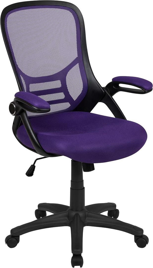 Flash Furniture High Back Mesh Executive Office Chair, Purple/Black
Flip-Up Arms, 360° Swivel, Height Adjustable, Commercial Grade