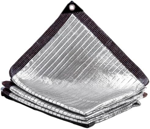 LOVE STORY 85% 8x16FT Aluminum Shade Cloth Reflective Sun Shade Cover Silver Tarp with Grommets for Car Garden Patio Kennel