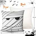 Halloween Pillow Covers 18x18 inch Set of 4, Zombie Cats Mummy Trick-or-Treat Ghost Throw Pillow Covers for Fall Halloween Decorations Halloween Party Pillows Decorative Pillow Covers for Couch Sofa