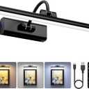 16" Picture Light with 6000mAh Battery - Black Operated Wireless Wall Sconce with Remote & Timer for Paintings, Photos & Frames, 16IN 1Pack
