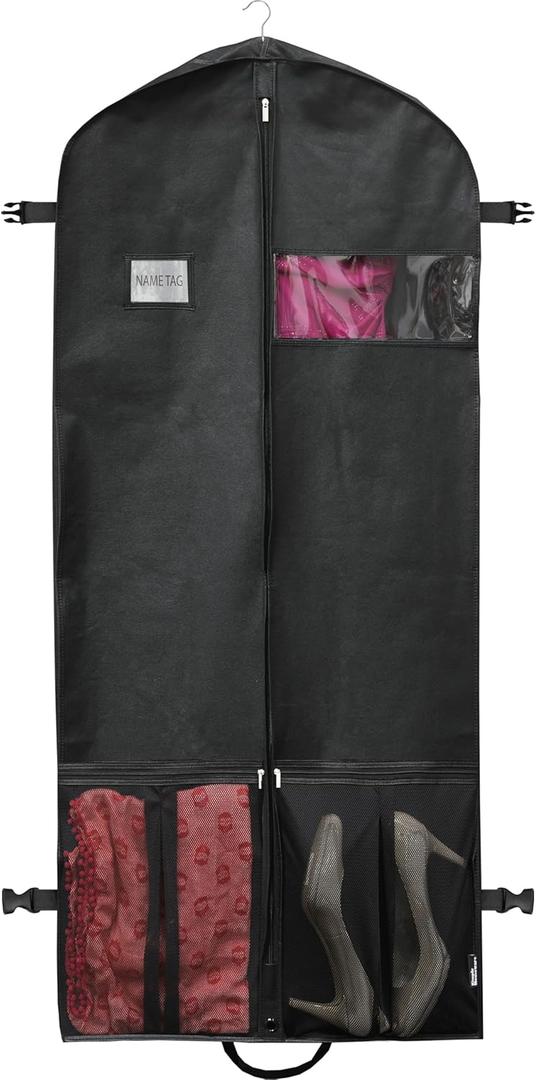 Simple Houseware 60-Inch Travel Garment Bag with Pockets, Heavy Duty 300D Polyester for Suits, Dresses, Coats, Tuxedos