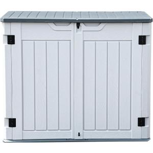 DWVO Outdoor Weather-Resistant Horizontal Storage Shed, 35 Cu Ft Capacity, Lockable and Waterproof, Suitable for Storing Garden Tools, Light Gray