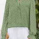 PRETTYGARDEN Lace Long Sleeve Shirts Casual Button Down Going Out Tops Hollow Out Eyelet Blouses 2026 Spring Fashion Clothing(Grass Green,Medium) (Green, M)