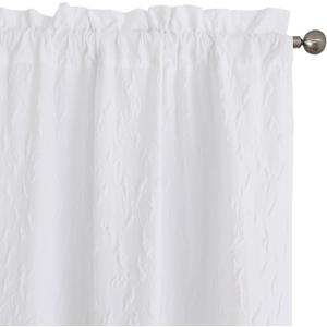 Chyhomenyc Anna White Curtains 84 Inch Length 2 Panels, Light Filtering 3D Embossed Textured Leaf Pattern Curtain Drapes for Bedroom Living Room, Each 42Wx84L Inches