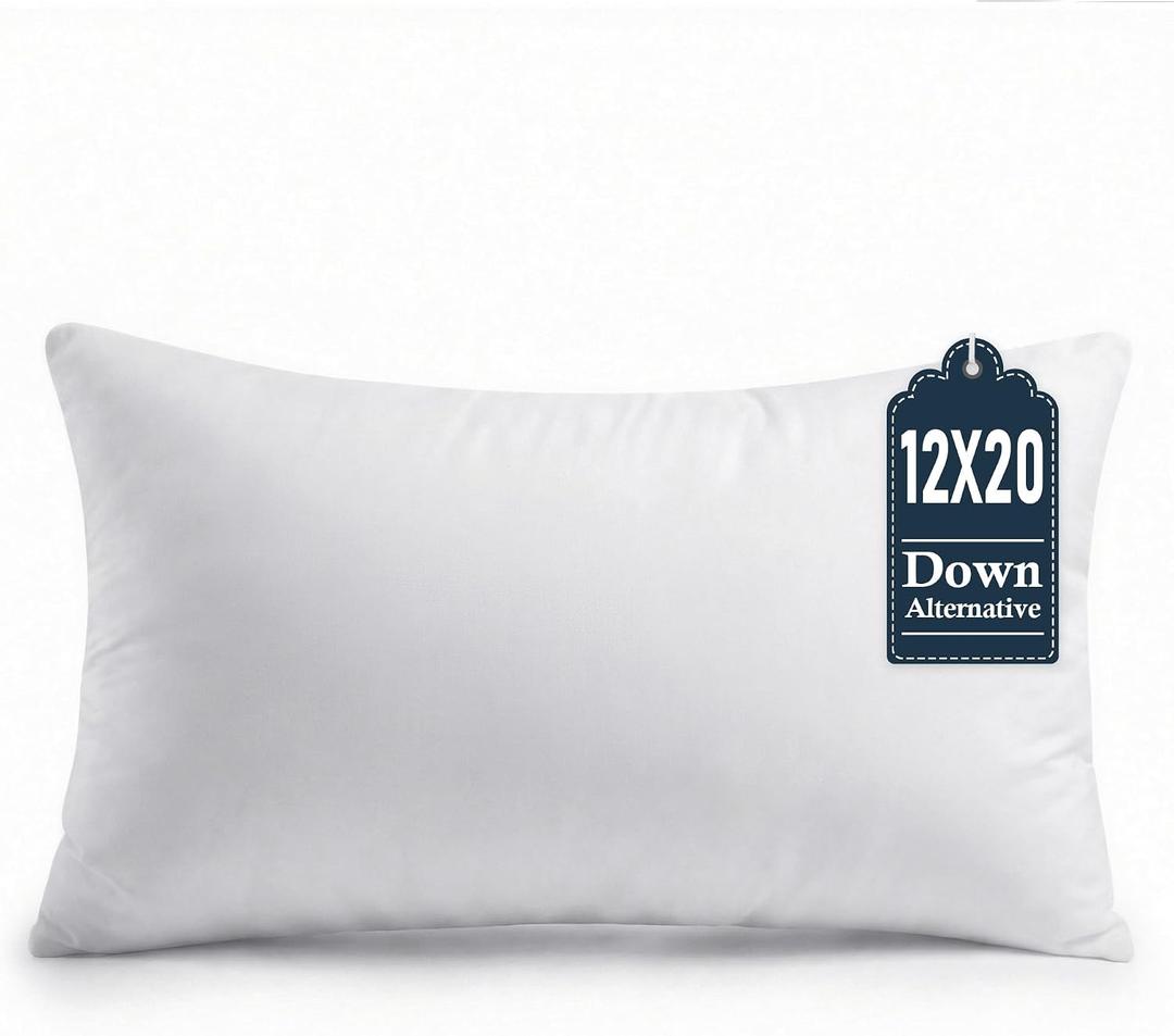 puredown 12x20 Throw Pillow Inserts Set of 1 Supportive & Fluffy Down Alternative Pillow Forms for Couch, Sofa & Bed, Indoor Decorative Cushion Stuffer