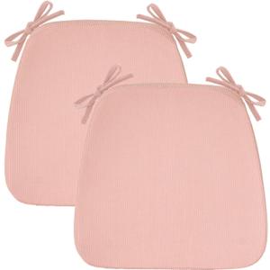 2'' Thick High-Density Foam Indoor Chair Cushions | Dining Chair Pads with Ties, Removable Washable Cover, Kitchen Chair Cushions 17"x16", Pink 2 Pack