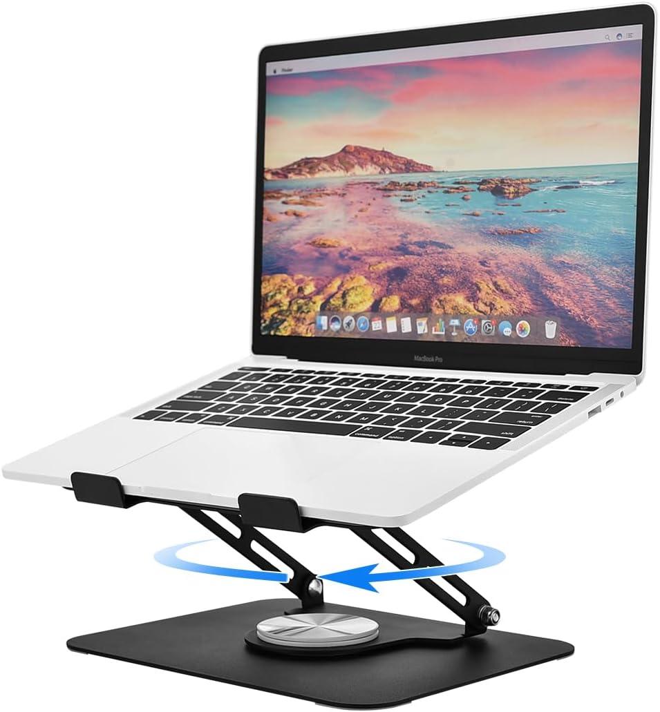 Laptop Stand for Desk, Adjustable Computer Stand with 360 Rotating Base, Laptop Riser Compatible with MacBook Air/Pro, Dell, HP, Lenovo and All 10-17'' Laptops