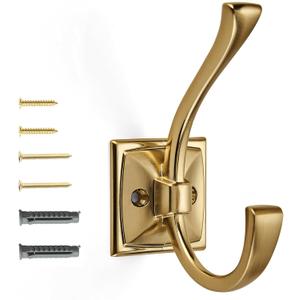 khtumeware Vintage Wall Hooks,5 Pack Coat Hooks Hardware Towel Hooks for Hanging Coats Champagne Bronze Robe Hooks Wall Mounted with Screws for Key, Towel, Bags, Cup.