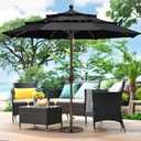 EliteShade USA 10-Year-Non-Fading 11ft 3-Tier Market Patio Umbrella, Commercial Grade Outdoor Table Umbrella with Crank Open, Windproof & UPF 50+ UV Protection, Heavy Duty Ventilation for Garden, Deck, Pool, Backyard, Beach & Bistro, No Tilt, Black
