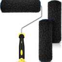 3 Pcs 9 Inch Drywall Compound Roller Cover with 1 Pcs Paint Frame, Drywall Texture Brush, Mud Roller for Putty, diatomaceous Earth, molding Paste, Textured coatings