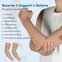 NURCOM Medical Compression Arm Sleeve for Men Women, 2 Pack, 20-30mmHg with Silicone Band for Lymphedema, Lipedema, Pain Relief, Edema, Swelling, Post Surgery Recovery, Beige L