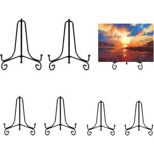 vivinin 6 Pack Plate Stands For Display (4 Inch, 6 Inch, 8 Inch), Plate Holder 3 Size Picture Frame Stand of Metal, Frame Holder Stand and Artworks for Book, Tabletop Art, Picture, Photo and Platter