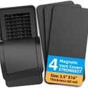 Magnetic Vent Covers (4 Pack) for Complete Sealing of Residential Standard Floor Vent Covers 3.5" X 16" for Floor, Wall, or Ceiling Vents and Air Registers, for RV, Home HVAC and AC Vents, Black