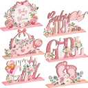 6 Pcs Floral Baby Shower Table Decoration Flower Girl Birthday Wooden Centerpieces Baby in Bloom Table Display with Letters Pink It's a Girl Gender Reveal for Birthday Photo Props Spring Supplies