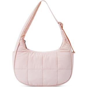 Quilted Puffer Tote Bag for WomenSmall Puffer Crescent Shoulder BagQuilted Nylon Crossbody Bag with Adjustable Strap