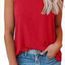 Smile Fish Women Crewneck Flowy Loose Fit Tank Top Sleeveless Summer Tops Shirts (Red, XL)