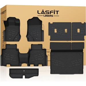LASFIT Floor Mats+Cargo Liner+Backrest Mat+Underfloor Storage Mat for 2021-2026 Ford Bronco 4-Door Carpet Flooring TPE All Weather Protector Waterproof Trunk Liner Back Seat Cover, Combo Set